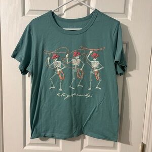 Zoe + Liv Teal Skeleton Graphic Tee